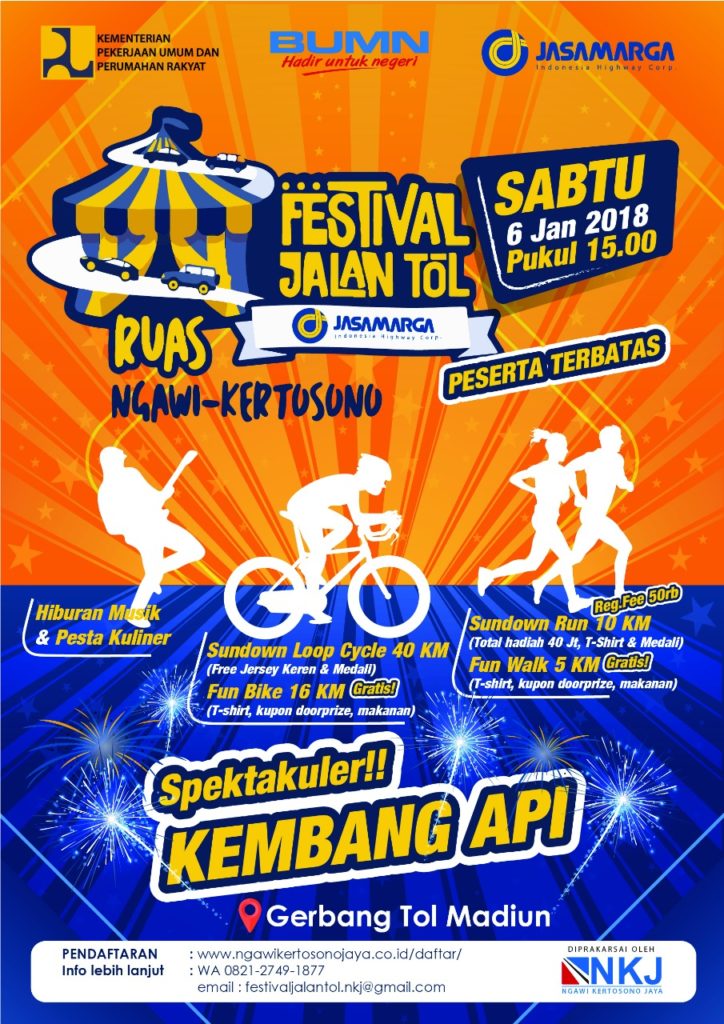 “Sundown Loop” Festival Jalan Tol Jasa Marga Ruas Ngawi-Kertosono akan jadi rangkaian pembukaan salah satu bagian Ruas dari Proyek Strategis Nasional Trans Jawa.